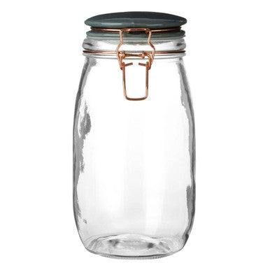 Luca Retro Pastel Grey Glass Jar - 1500ml