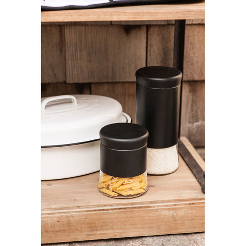 Luca Black Steel and Glass Storage Jar - 800ml