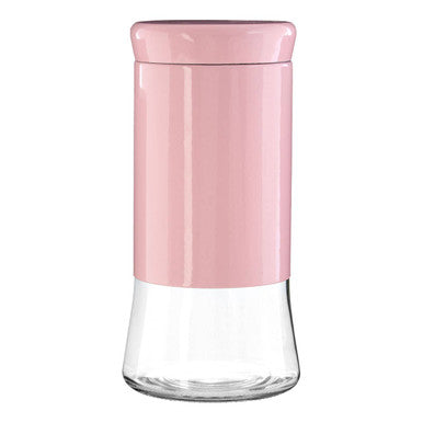 Luca Pink Steel and Glass Storage Jar - 1500ml