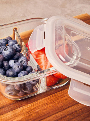 Freska 2 Section Square Glass Container With Lid 520 Ml