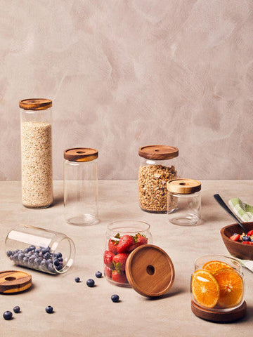 Freska Glass Jar with Acacia wood Lid 1600ml