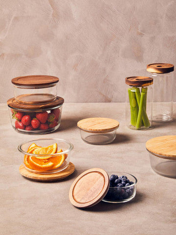 Freska Glass Storage Jar with Acacia Wood Lid 800ml