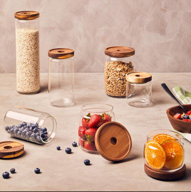Freska Glass Storage Jar with Acacia wood Lid 700ml