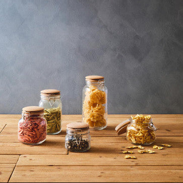 Luca Square 2150Ml Glass Jar With Wooden Lid