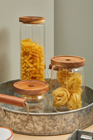 Tromso Glass Storage Jar with Acacia Lid 560 ml