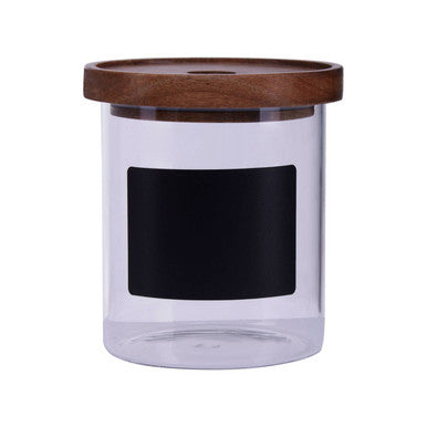 Tromso Glass Storage Jar with Acacia Lid and Chalkboard 750 ml