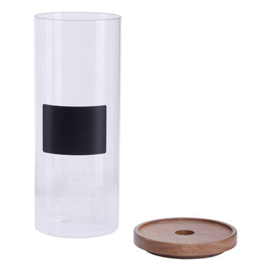 Tromso Glass Storage Jar with Acacia Lid and Chalkboard 1800 ml