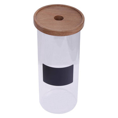 Tromso Glass Storage Jar with Acacia Lid and Chalkboard 1800 ml