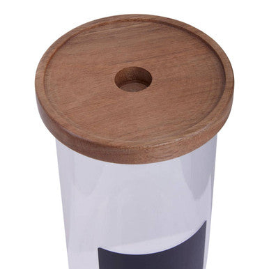 Tromso Glass Storage Jar with Acacia Lid and Chalkboard 1800 ml