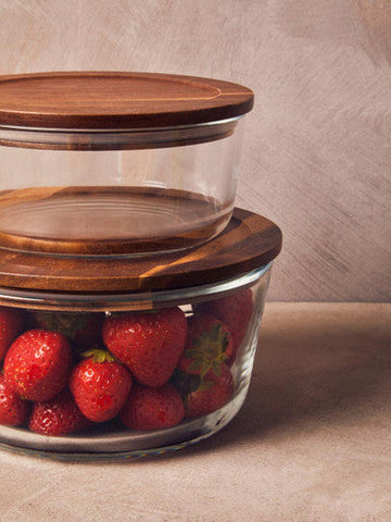 Freska 850Ml Glass Container With Acacia Lid