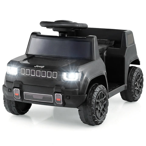12V Kids Ride On Car Licensed Jeep Electric Vehicle with LED Lights for 18-96 Months-Black