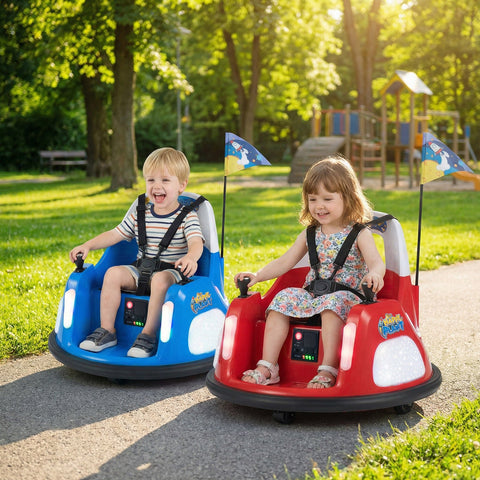 12V Bumper Car for Kids with Remote Control and Lighting Modes-Blue