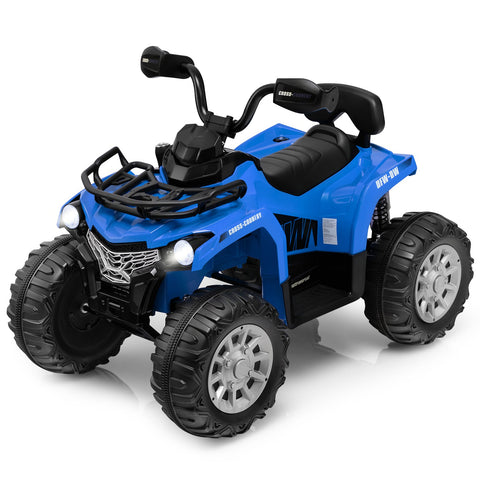 12V Electric Powered Quad Vehicle with Spring Suspension Oversized Wheels and Storage Basket-Black