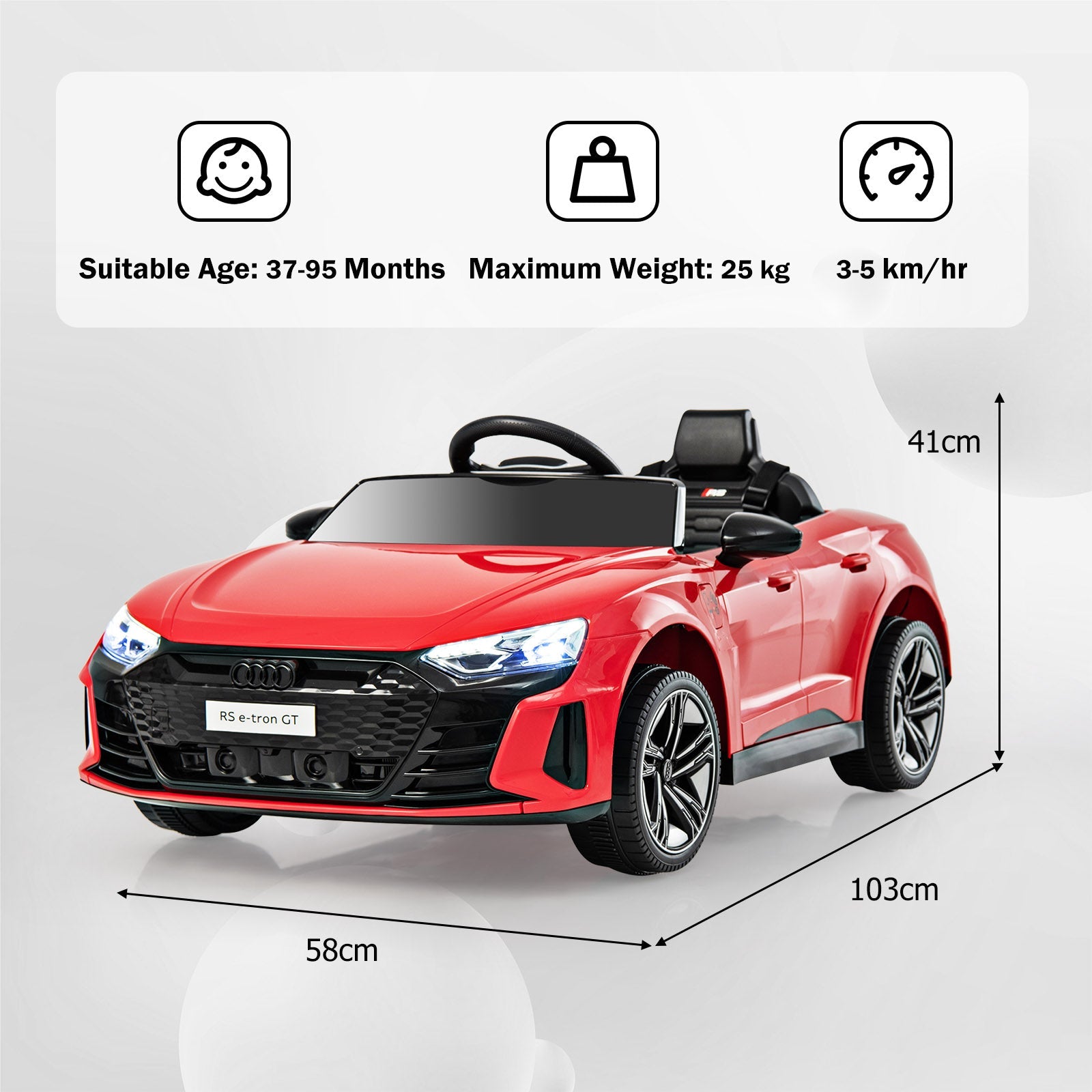12V Audi Licensed Electric Kids Ride On Car with Remote Control-Black