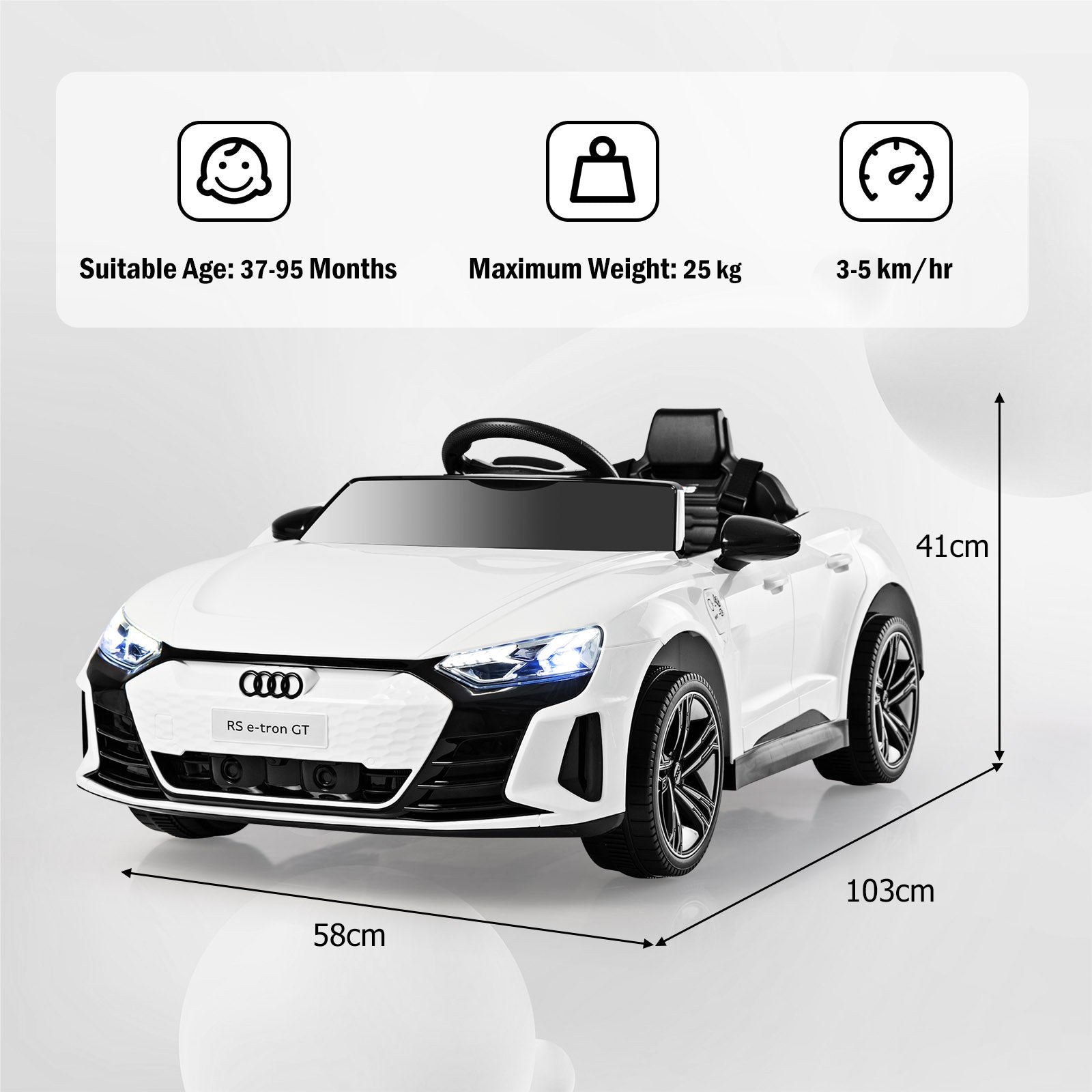 12V Audi Licensed Electric Kids Ride On Car with Remote Control-Black