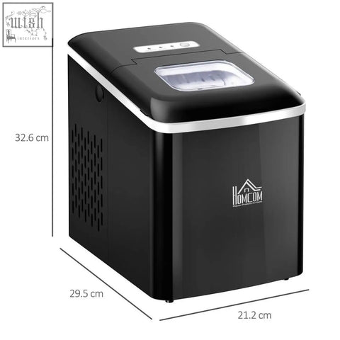 Black homcom countertop ice maker with silver trim 12kg 24h capacity and scoop basket perfect for home office