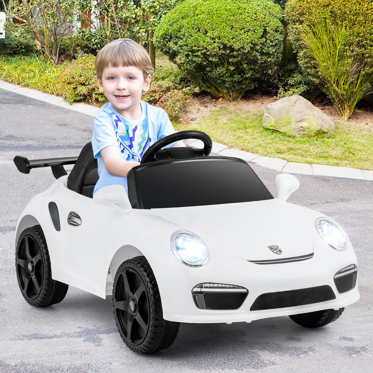 Licensed Porsche Electric Vehicle 12V Kids Ride on Car with Remote Control-Black
