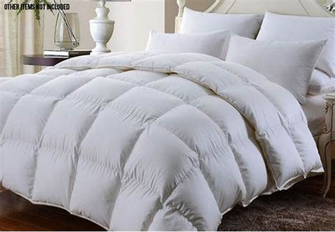 White quilted 13.5 tog winter goose down duvet with plush puffy texture and diamond shaped stitching