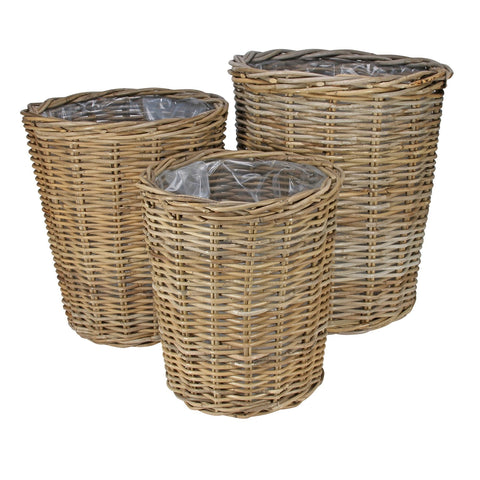 Natural Cane Cylinder Basket (Set of 3)