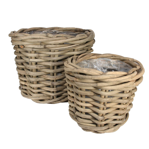 Natural Cane Cylinder Basket (Set of 2)