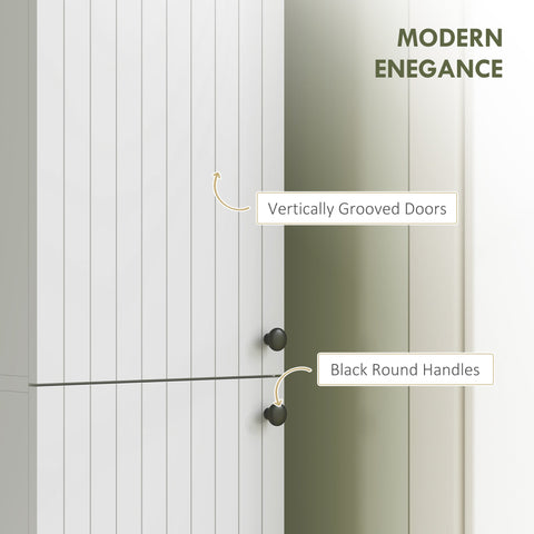 HOMCOM Wall Mounted Tall Bathroom Storage Cabinet with Soft-Close Hinges, Slim Bathroom Cabinet with 2 Doors, White