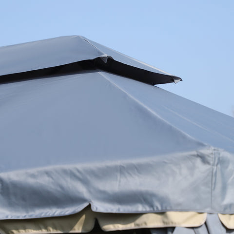 Outsunny 3 x 4m Aluminium Garden\'c2\'a0Gazebo, Marquee Canopy Shelter Pavilion Party Tent with Nets and Curtains for Garden and Deck, Grey