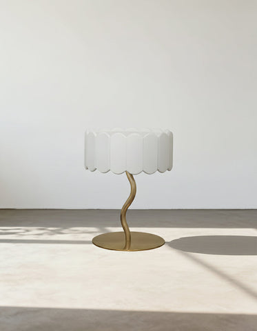 Sofia Art Deco Side Table, White & Gold