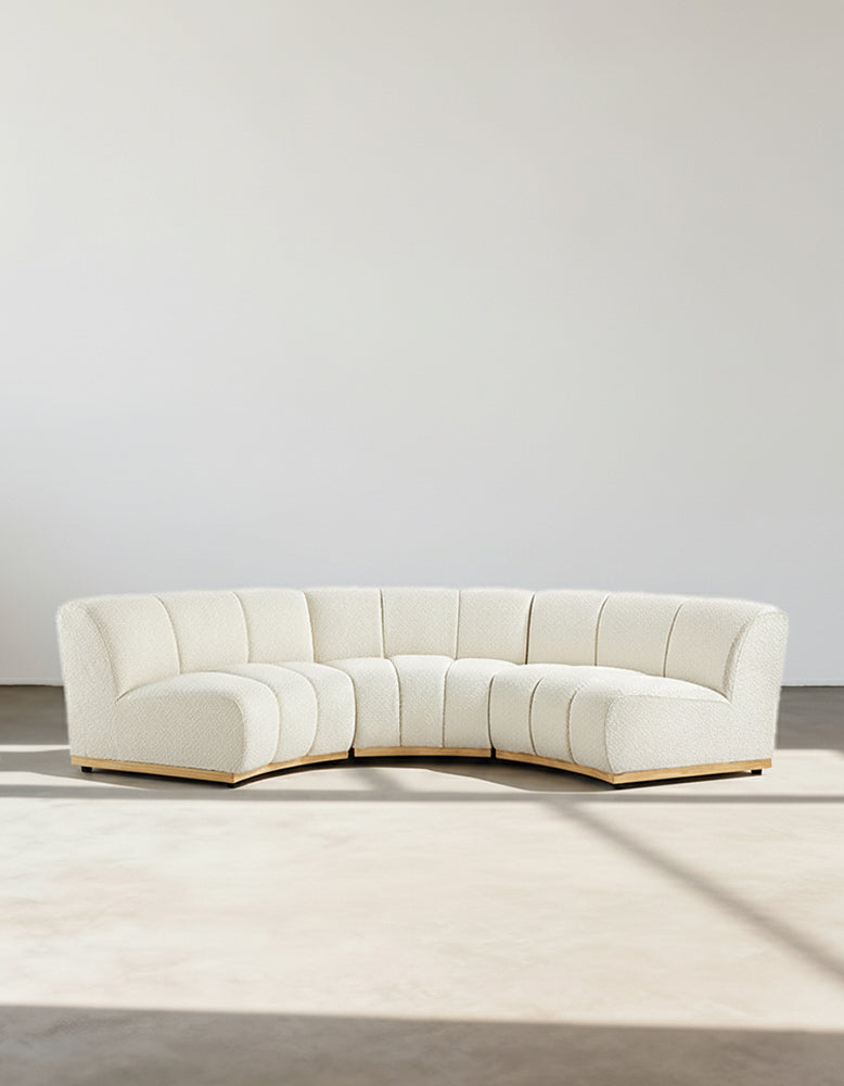 Zafar Modular Sofa, Armless Curved Sofa, White Boucle