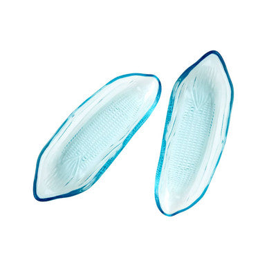 Vidrio Set Of Two Corn On The Cob Blue Coloured Glass Dishes