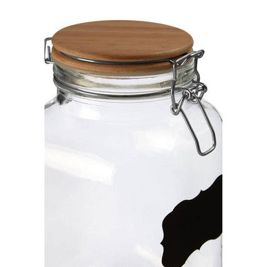 Grocer Glass Storage Jar with Wooden Lid 2000ml