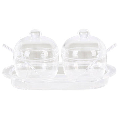 Gozo Set Of 2 Condiment Pots with Tray