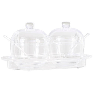 Gozo Set Of 2 Condiment Pots with Tray