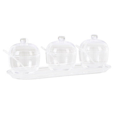 Gozo Set Of 3 Condiment Pots with Tray