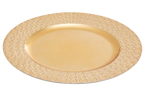Dia Gold Charger Plate With Octagon Pattern Rim