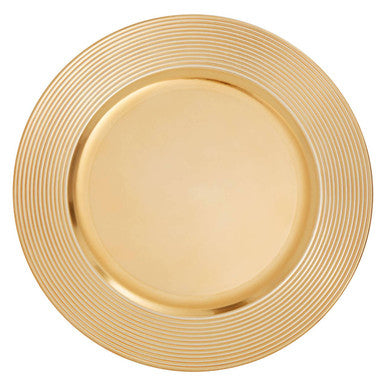 Dia Gold Charger Plate With Ribbed Rim
