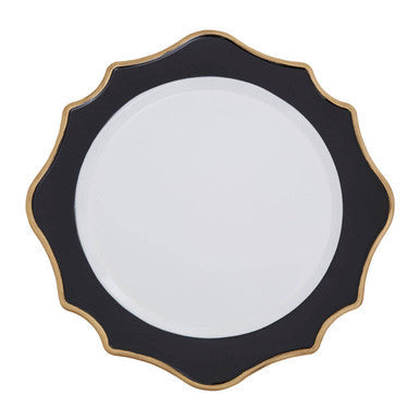 Dia White And Black Scalloped Charger Plate