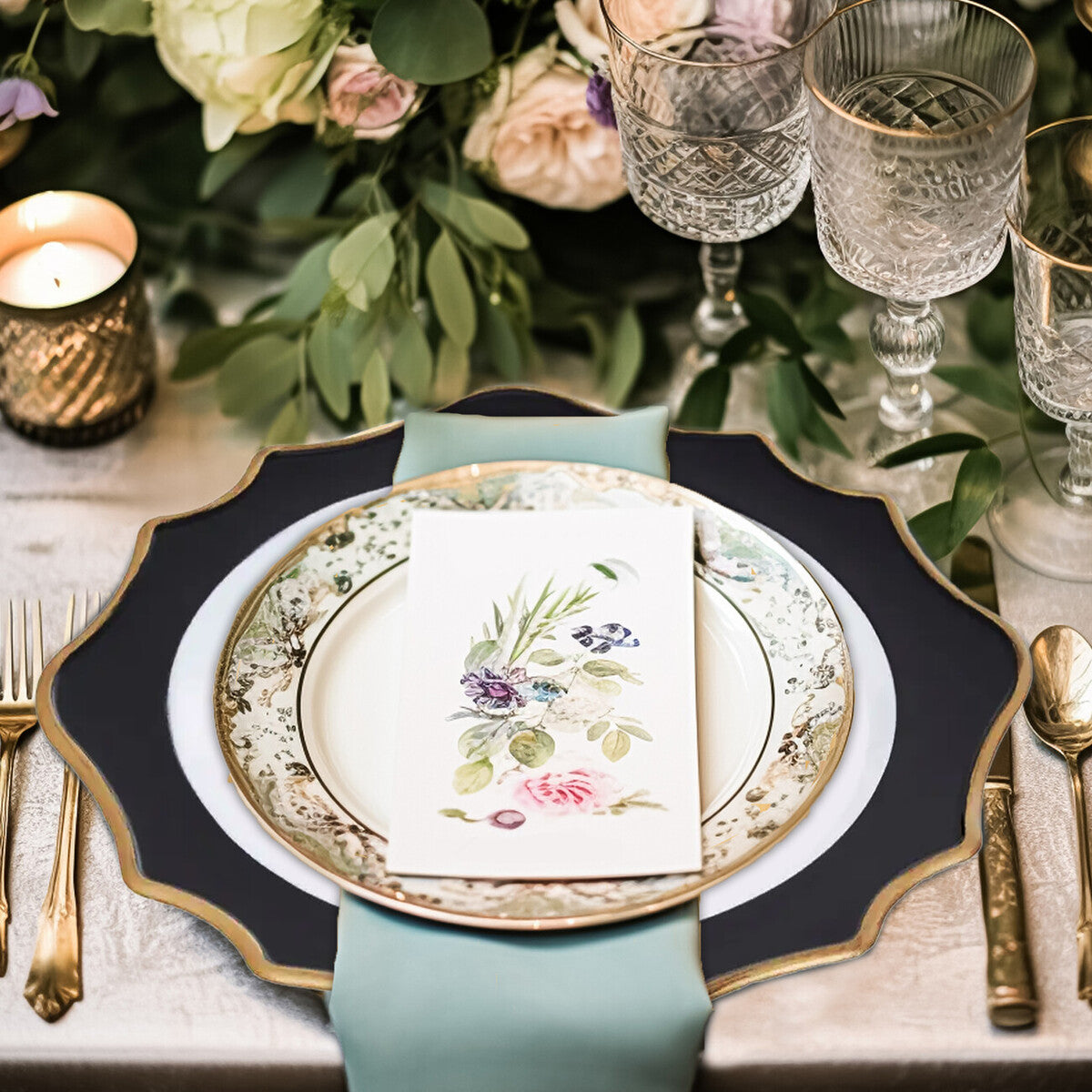 Dia White And Black Scalloped Charger Plate