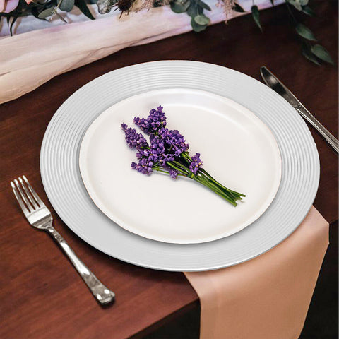 Dia Silver Finish Ribbed Charger Plate