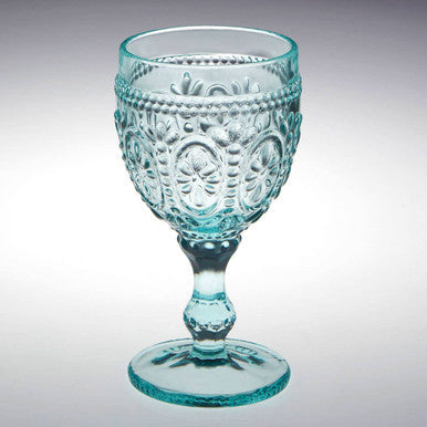 Fleur Set of 4  Pink And Blue Wine Glasses