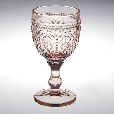 Fleur Set of 4  Pink And Blue Wine Glasses