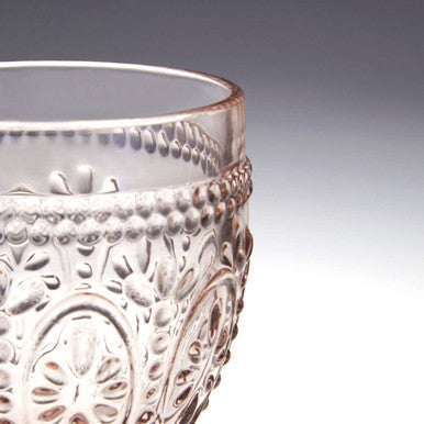 Fleur Set of 4  Pink And Blue Wine Glasses