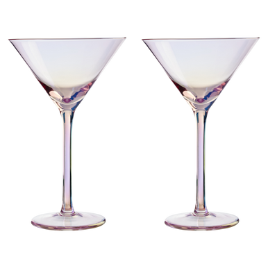 Frosted Deco Set of 2 Martini Glasses