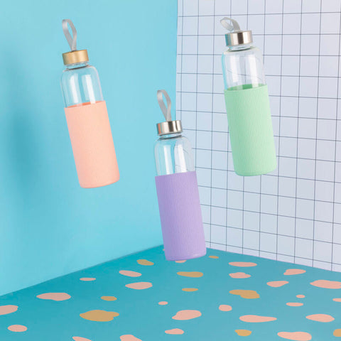 Mimo Glass Bottle With Peach Pink Silicone Sleeve