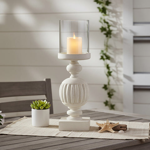 Bati Mango Wood Carved Candle Holder