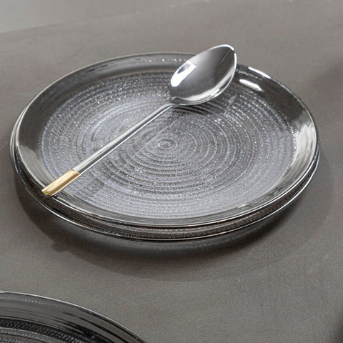 Ida Embossed Glass With Silver Rim Charger Plate