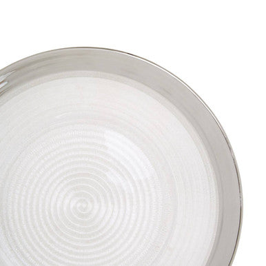 Ida Embossed Glass Dinner Plate With Silver Rim
