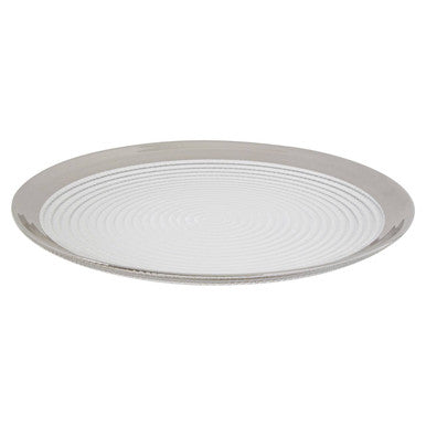 Ida Embossed Glass Coupe Dinner Plate with Silver Rim