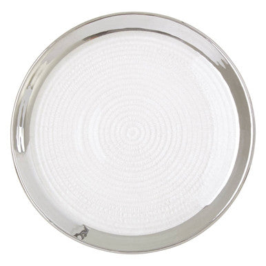 Ida Embossed Glass Coupe Side Plate with Silver Rim