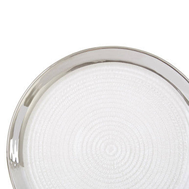 Ida Embossed Glass Coupe Side Plate with Silver Rim