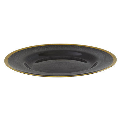 Ida Black Glass Charger Plate with Gold Rim